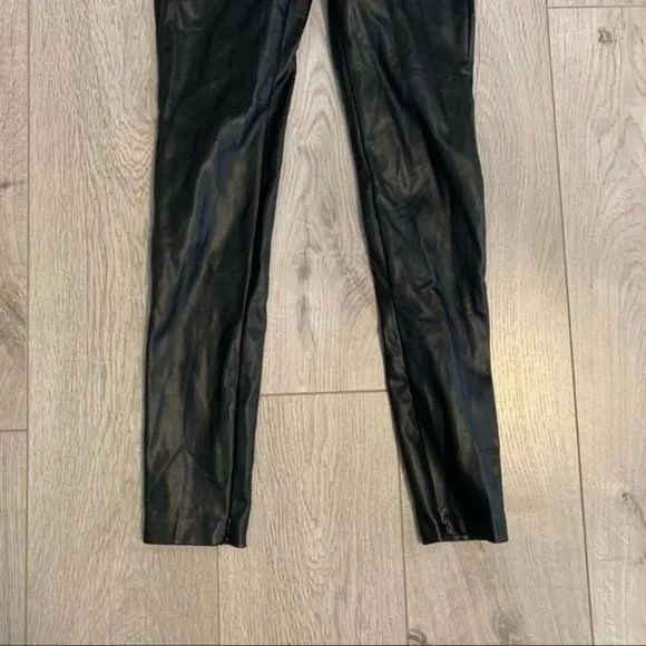 Zara vegan leather skinny pants leggings small size women in jet black - Picture 5 of 6